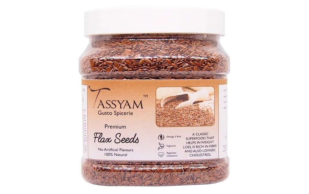 Tassyam Premium Flax Seeds    Glass Jar  750 grams